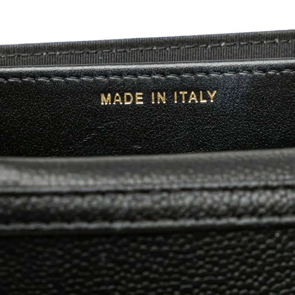 CHANEL Authentic Black Caviar Leather Logo Wallet